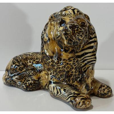 La Vie Safari Ceramic African Lion Figurine Black Gold Africa King of Jungle