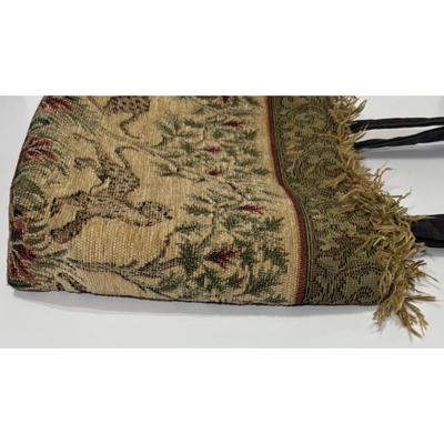 Vintage Tapestry Embroidered Leopard Shoulder Bag Tote Safari Jungle Fringe