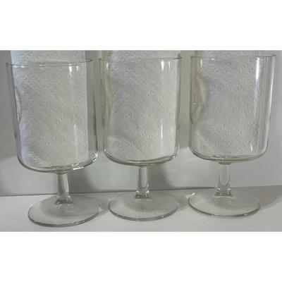 3 Vintage Olde English Monogram Letter 'Q' Etched Pedestal Wine Glasses