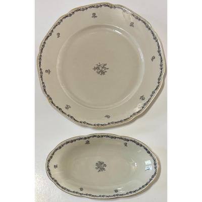 Vintage Tirschenreuth Bavaria Germany Ceramic Celery Dish & Dinner Plate 04/TIR