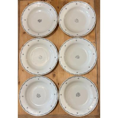 6 Vintage Tirschenreuth Bavaria Germany Ceramic Soup Bowls 17/TIR Black White