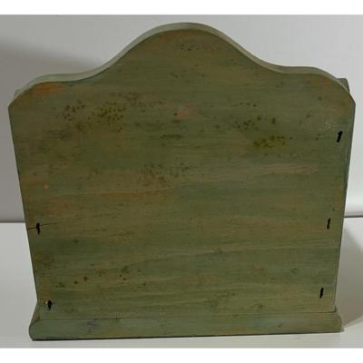 Vintage Wooden Recipe Box Native American Woman Pottery Turquoise Green Wood