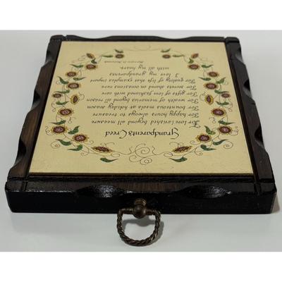 Vintage Grandparents' Creed Wood Plaque Wooden Wall Decor Sunflowers Floral