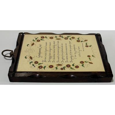 Vintage Grandparents' Creed Wood Plaque Wooden Wall Decor Sunflowers Floral