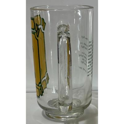 Vintage Pampa High School Harvesters Glass Mug Texas Panhandle Yellow Green