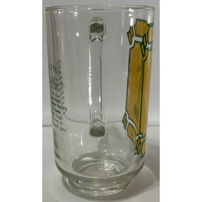Vintage Pampa High School Harvesters Glass Mug Texas Panhandle Yellow Green