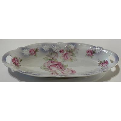 Vintage Ceramic Relish Dish Bavaria Germany Flower Floral White Pink Blue Green
