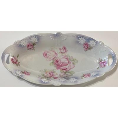 Vintage Ceramic Relish Dish Bavaria Germany Flower Floral White Pink Blue Green