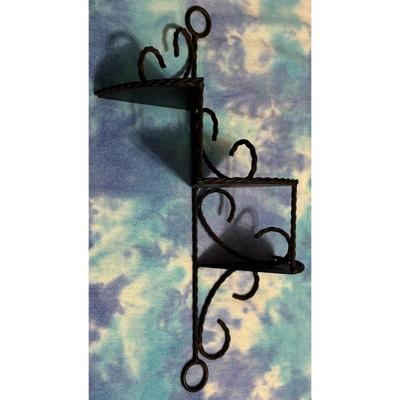 Vintage Wrought Iron Spiral Staircase Plant Holder Black Twisted Rope 3 Levels