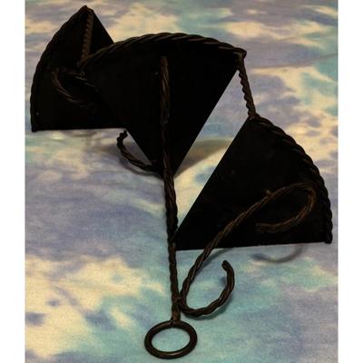 Vintage Wrought Iron Spiral Staircase Plant Holder Black Twisted Rope 3 Levels