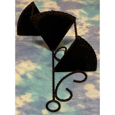 Vintage Wrought Iron Spiral Staircase Plant Holder Black Twisted Rope 3 Levels