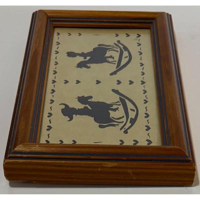 Vintage 1986 Framed Scherenschnitte Scissor Art Designs Boy Girl Toy Horses