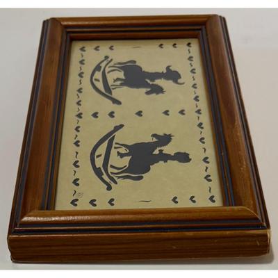 Vintage 1986 Framed Scherenschnitte Scissor Art Designs Boy Girl Toy Horses