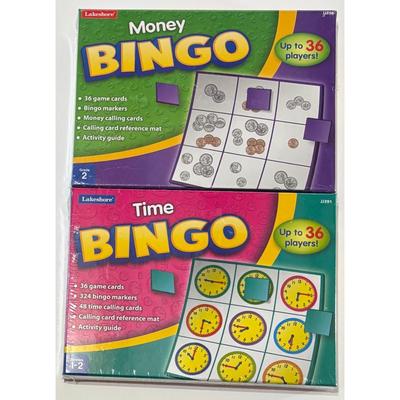 Lakeshore Money Bingo (grade 2) & Time Bingo (grades 1-2) BRAND NEW & SEALED