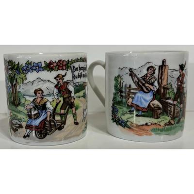 2 Vintage Schaller Bavaria W. Germany Porzellan Teacups Schwarzenbach Man Woman
