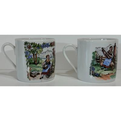 2 Vintage Schaller Bavaria W. Germany Porzellan Teacups Schwarzenbach Man Woman