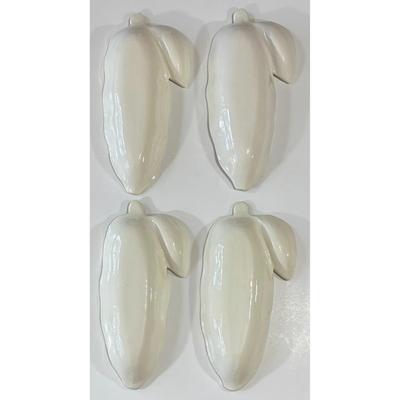 4 Vintage Corn On Cob Ceramic Serving Dishes Set Made In Italy Tusk yellow Green