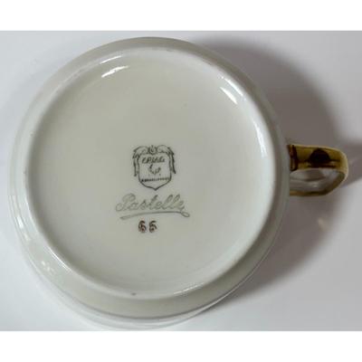 4 Vintage Epiag Pastelle Teacups & 2 Saucers Floral Flowers Czechoslovakia & Germany