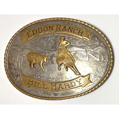 Vintage Tony Lama Bill Hardy Eddon Ranch German Silver Belt Buckle 1894 Murder