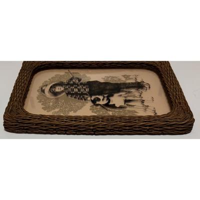 Vintage Frederic Remington 1978 Lucid Lines Gone Fishing 9 x 12 Glass Art