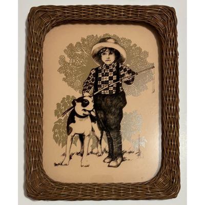 Vintage Frederic Remington 1978 Lucid Lines Gone Fishing 9 x 12 Glass Art