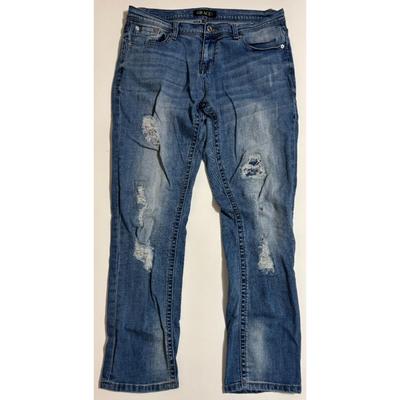 Grace Denim Blue Jeans 28 Distressed Straight Cut