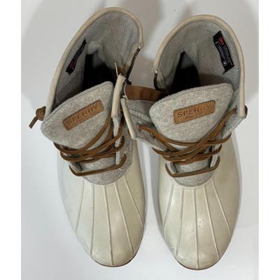 Sperry Women's Waterproof Rubber Boot Size 12M Off White Brown