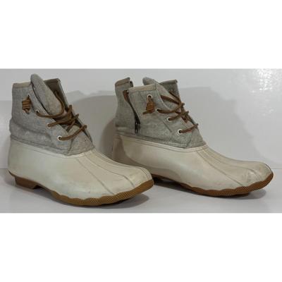 Sperry Women's Waterproof Rubber Boot Size 12M Off White Brown