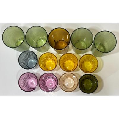 13 Vintage Texan Plastics Mfg. Dallas, TX Tumblers Cups Green Amber Purple Blue