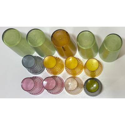 13 Vintage Texan Plastics Mfg. Dallas, TX Tumblers Cups Green Amber Purple Blue