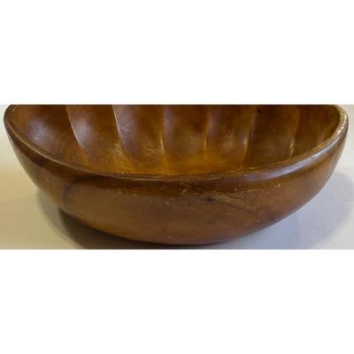 Vintage Mid Century Modern 6 Piece Monkey Pod Wooden Clamshell Bowl & Spoon Set