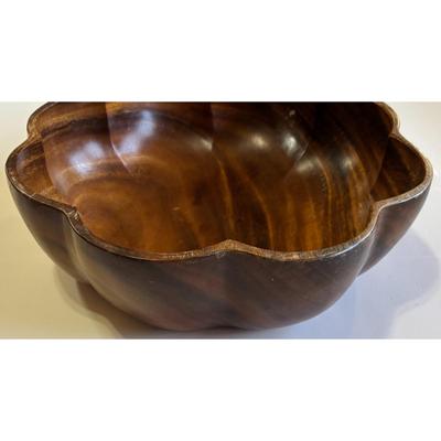 Vintage MCM 7 Piece Scalloped Monkey Pod Wooden Bowl Set Philippines Mid Century