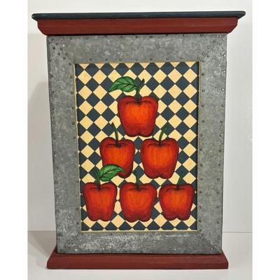 Vintage Handmade Hand Painted Wooden Medicine Cabinet Apples Farm Americana