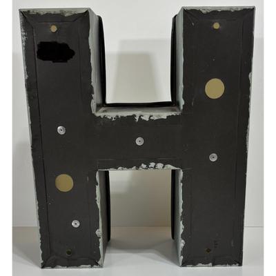 Vintage Channel Letter "H" White w/ Black Frame Metal & Plastic