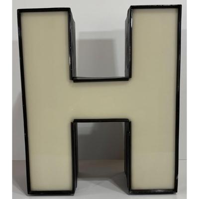 Vintage Channel Letter "H" White w/ Black Frame Metal & Plastic