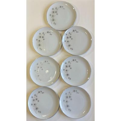 7 Vintage Creative 1014 Platinum Starburst Fine China 9" Dinner Plates Japan