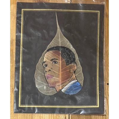 President Barack Obama Portrait Print Peepal Leaf Bodhi Fig Tree Hyderabad India