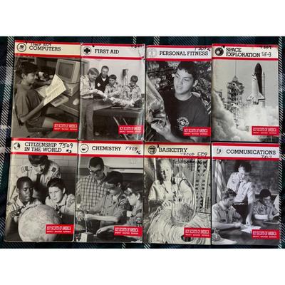 8 Boy Scouts BSA Merit Badge Books: Space Exploration, First Aid, Computers