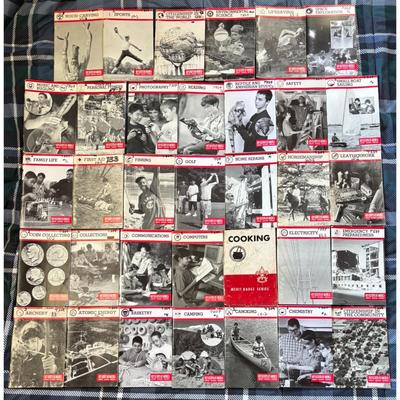 34 Boy Scouts BSA Merit Badge Books: Reading, Cooking, Fishing, Canoeing, Golf