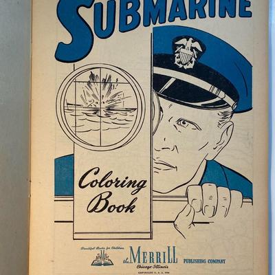 Vintage Submarine Coloring Book By The Merrill Publishing Company 1944 softcover