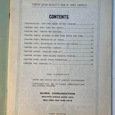 Vintage Timothy Green Beckley's Book of Space Contacts 1981 Softcover