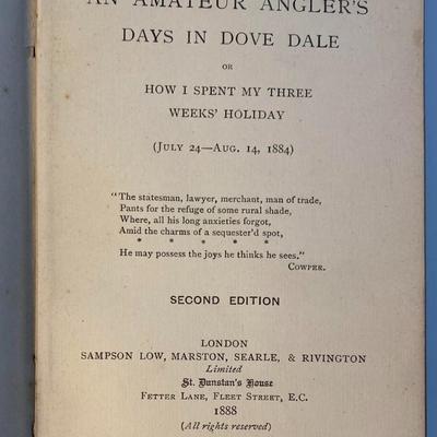 Antique Amateur Angler's Days Dove Dale By Charles Stedman Hanks 1888 Softcover