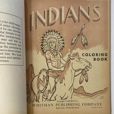 Vintage Indians Coloring Book By Whitman Publishing Company 1956 softcover