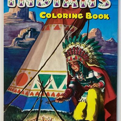 Vintage Indians Coloring Book By Whitman Publishing Company 1956 softcover