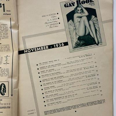2 Vintage 1936 Gay Book Magazines: April & November. Cartoons, Photographs, Pulp