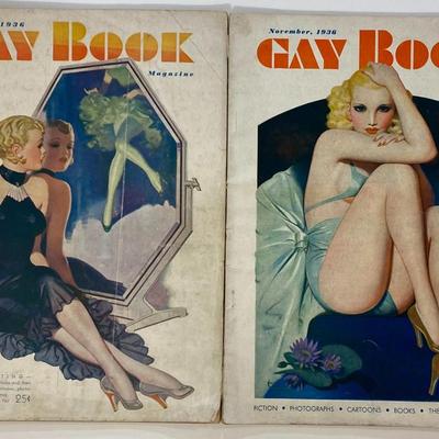 2 Vintage 1936 Gay Book Magazines: April & November. Cartoons, Photographs, Pulp