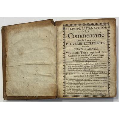 Antique Solomonis Commentarie By John Trapp 1650 hardcover