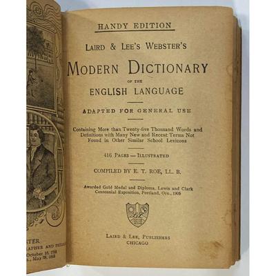 Antique Laird Lee’s Webster’s Modern Dictionary of the English Language 1906 HC