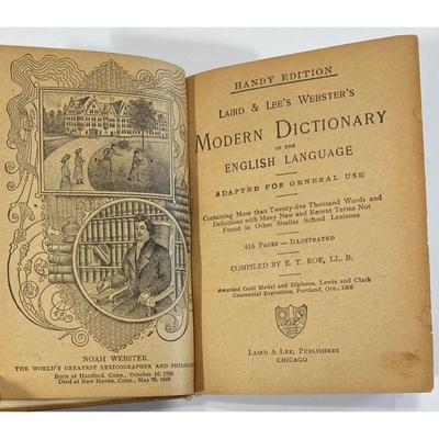 Antique Laird Lee’s Webster’s Modern Dictionary of the English Language 1906 HC