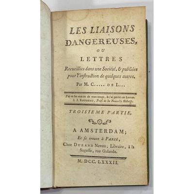 Antique Les Liaisons Dangereuses Ou Lettres Vol. 3 Pierre Choderlos Laclos 1782